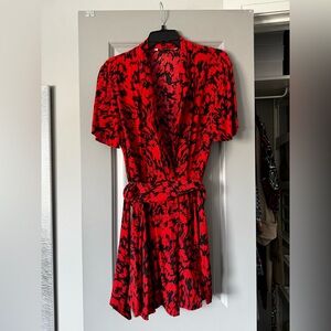Zara Red and Black Midi Dress